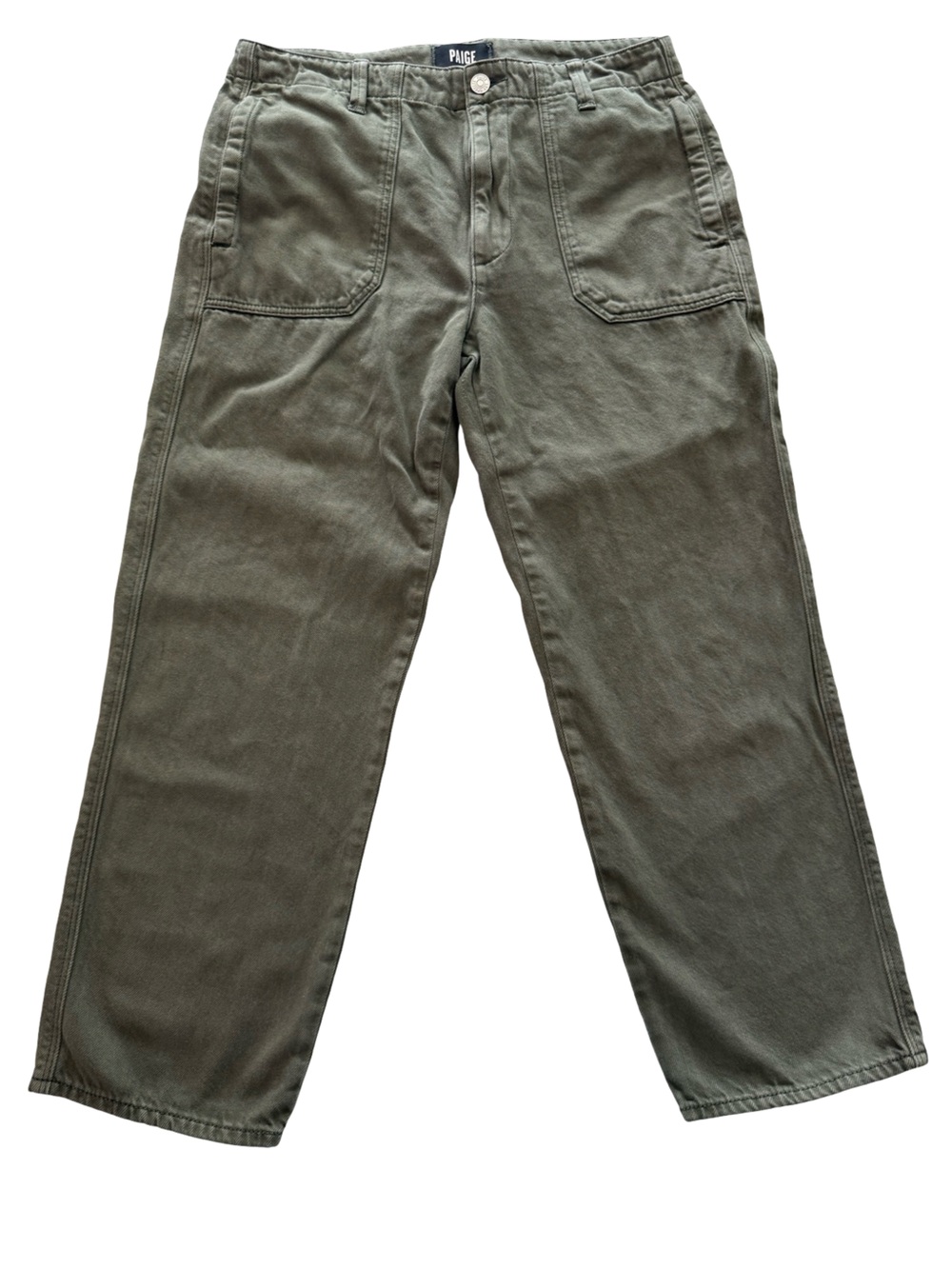 Paige Kirby Vintage Forester Green Cropped Straight Leg Pants Size 28